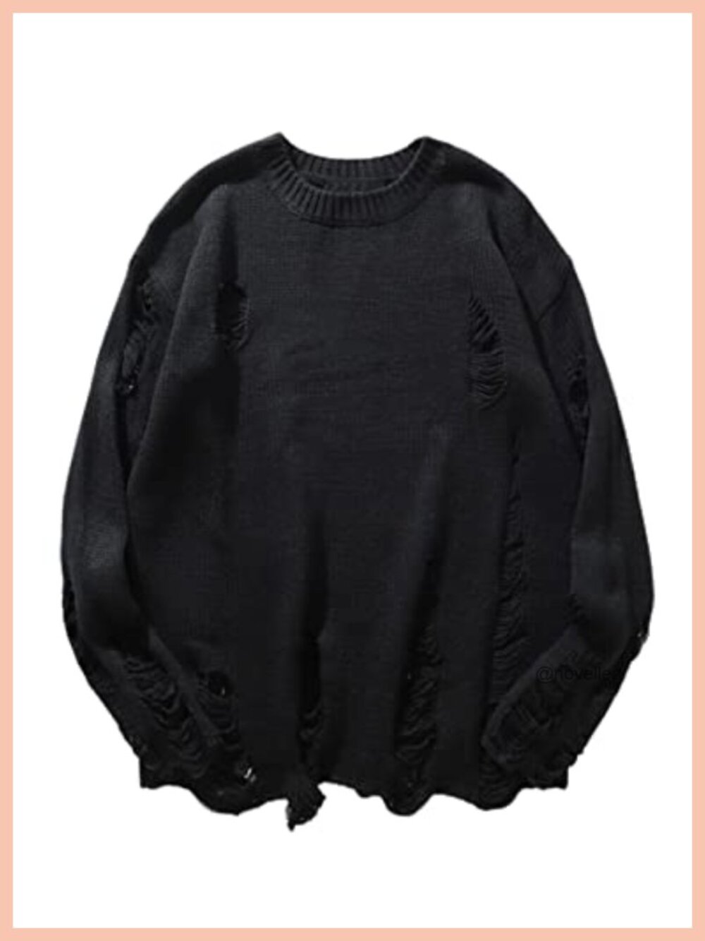 Oversized Striped Ripped Pullover Knit Sweater Gothic Punk Long Sleeve